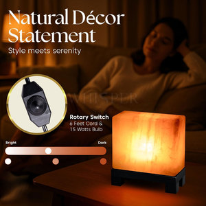 Handmade Carved Himalayan <b>Cube</b> Salt Lamp Soft Glow Calming <b>Light</b> Modern Design High Quality Home Decoration - Product Image 5