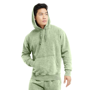เสื้อฮู้ดดี้ผู้ชายลายโลโก้แบบกำหนดเอง ล้างสีแบบแอซิดวอช สไตล์วินเทจหนาพิเศษ ไซส์ใหญ่ ลายดีไซเนอร์ ผ้าฟลีซเฟรนช์กันหนาวสำหรับฤดูหนาว - Product Image 1