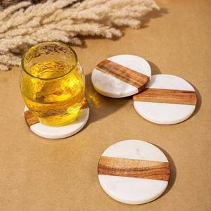 Wood Marble Table Coasters Elegant <b>Cup</b> <b>Mats</b> For Coffee Mugs Tea <b>Cups</b> Cocktail Glasses And Everyday Table Protection - Product Image 4