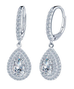 Pendientes de Diamante Moissanite de 0.5/1 ct con Certificado GRA, Pendientes de Plata de Ley 925 con Forma de Lágrima - Product Image 1