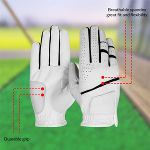 Premium Unisex <b>White</b> Pink Golf Gloves Custom Logo Genuine Leather Breathable Magnetic Ball <b>Marker</b> OEM Non-Slip Pull Sports - Product Image 5