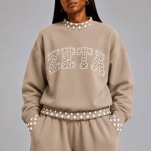 Zeta Premium <b>Mock</b> <b>Neck</b> Sweatshirt Women Men Ladies Unisex Ribbed Cuff Polka Dot Gingham Patch Clothing - Product Image 2
