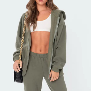 Conjuntos Deportivos Casuales de 2 Piezas para Mujer, Sudadera Corta con Cierre y Pantalones, Trajes Deportivos de Otoño (Con Diadema) - Product Image 2