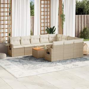 Grande divano da giardino pieghevole Beige PE Rattan comodo mobili da esterno - Product Image 1
