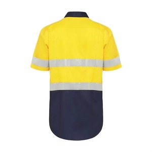 Chemise de travail à manches courtes pour hommes en coton bicolore, fournie par l'usine - Product Image 3