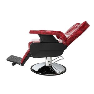 Classica Poltrona da Barbiere Pieghevole Grande in Ferro Rosso Vino per Saloni e Centri Estetici - Product Image 2
