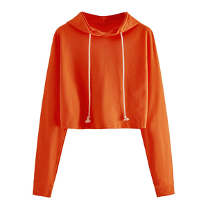 เสื้อฮู้ดผู้หญิงสีส้ม ผ้าฟลีซ 100% ผ้าฝ้าย ระบายอากาศได้ดี เป็นมิตรกับสิ่งแวดล้อม แห้งเร็ว ความยาวปกติ แขนยาว สีพื้น สำหรับฤดูใบไม้ร่วง - Product Image 3