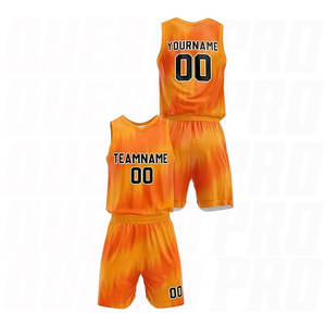 Ensembles de maillots et shorts de basketball pour jeunes et adultes, logo personnalisé, respirant, col rond, uniformes de basketball orange demi-teinte pour équipes - Product Image 3