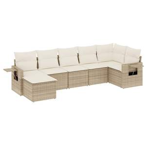 Conjunto de Sofá de Jardín de Ratán Beige, 6 Plazas, Almacenamiento Exterior, Diseño Contemporáneo - Product Image 2
