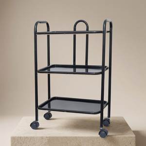 Decorative Metal Serving Trolley Created <b>With</b> Stylish Black Iron Frame For Home Bar And Dining Spaces - Product Image 1