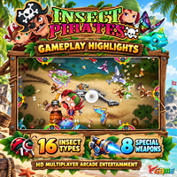 VGAME Insect Pirates Multiplayer Arcade Game Kit dengan Papan Permainan dan Perangkat Lunak untuk Kabinet Permainan 4 6 8 10 Pemain