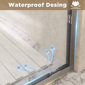 Cadre en aluminium pour porte de douche en verre trempé avec double poignée coulissante en acier inoxydable de 44 à 48x72 pouces - Product Image 4