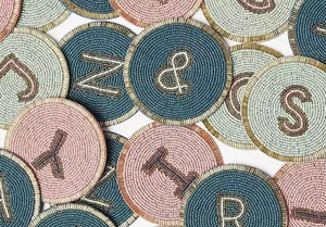 CRYSTAL CRAFT Handmade Pack <b>Silver</b> Beaded <b>Coasters</b> New Design Embroidery Crafts Needlework Decorative Place Mats by glowin - Product Image 3