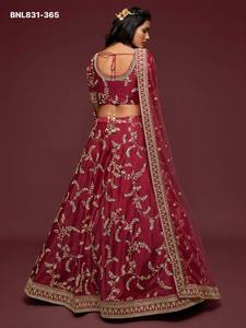 Top Quality Art Silk with <b>Sequin</b> Embroidered Semi-Stitched <b>Flared</b> Maroon Lehenga-Choli Set Supplier from India Woman Fashion - Product Image 4