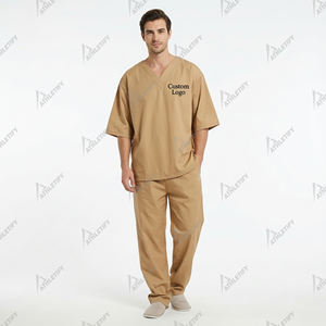 Ensemble de blouses médicales tissées personnalisées avec logo ODM, haut à col en V et pantalon, confortable et respirant, uniforme d'infirmière et de médecin pour hôpital, vente en gros - Product Image 2