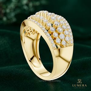 Multi <b>Row</b> Diamond Ring for Women Open Work Lattice Statement Band High Quality Lab Grown Diamond Fine Jewelry <b>Gift</b> - Product Image 5