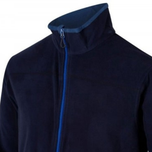 Men's Navy Fleece Jacket Stand Collar Full Zip Windproof Casual Autumn Wear Polyester Material <b>Dot</b>/Heart Pattern - Product Image 4