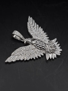 Pendentif Aigle avec Strass en Cristal de Laboratoire, Argent 925 Plaqué Rhodium et Or, Breloque Unisexe Hip Hop pour Usage Quotidien - Product Image 3