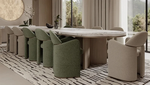 Juego de Comedor de Madera de Teca Sólida de Lujo, Mesa de Banquete Extralarga, 12 Sillas Talladas con Hojas de Oro, Muebles de Comedor Estilo Palacio - Product Image 2