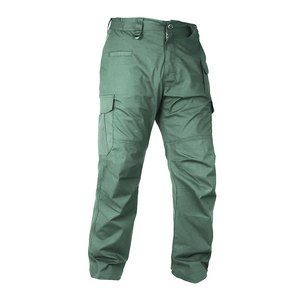 Pantalon cargo vert olive pour homme, plusieurs poches, style workwear en toile, respirant, poids moyen, coupe droite, fermeture boutonnée - Product Image 1