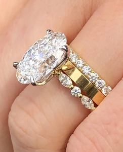 Full Eternity <b>Stacking</b> Band Bridal Set Luxury 4 CT E VVS2 IGI Certified Oval Cut Lab Diamond Engagement <b>Ring</b> - Product Image 6