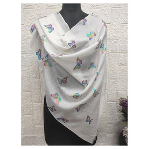 Estolas de Lana Fina Premium con Estampado Metálico para Mujer, 70x200 cm, Chal Elegante, Suave y Cálido de Lujo, 80% Lana Fina, 20% Seda, Ligero - Product Image 6