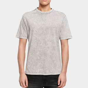 เสื้อยืดลำลองผู้ชายสีเทาผ้าฝ้ายฟอก แขนสั้น สีพื้น ผ้าถัก สไตล์ฤดูร้อน - Product Image 6