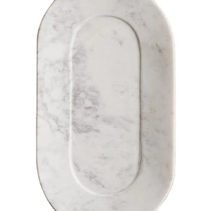 Elegante bandeja de mármol con acabado liso para exhibir artículos que sirven aperitivos u organizar Accesorios - Product Image 1
