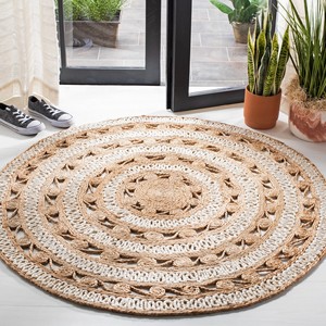 Alfombra Redonda de Yute Hecha a Mano, Estilo Bohemio Abstracto, Tejido Plano, para Sala de Estar, Limpieza Localizada, Delgada, 0.2-0.4 pulgadas - Product Image 6