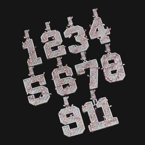 Custom Lab Grown Player Number <b>Pendant</b> 925 Silver Rose <b>Gold</b> Plated Diamond Number <b>Pendants</b> 1-11 Luxury Iced Out Charms wear - Product Image 1
