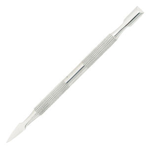 Pousse-cuticules réutilisable en acier inoxydable à double extrémité, outil de manucure avec poignée texturée, accessoire de soin des ongles - Product Image 3