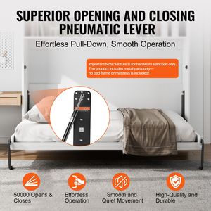 Kit Letto a Scomparsa Verticale Queen Size Deluxe Fai-da-te, Telaio in Rovere Resistente, Leva Pneumatica, Hardware Meccanico per Letto a Muro, Supporto Premium - Product Image 5