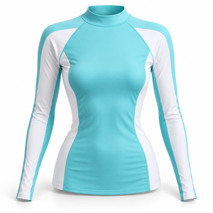 Polyester Material <b>Women</b> <b>Rash</b> <b>Guards</b> Professional Manufacturer <b>Womens</b> Custom <b>Rash</b> <b>Guard</b> Sublimated Slim Fit Wholesale Spandex - Product Image 4