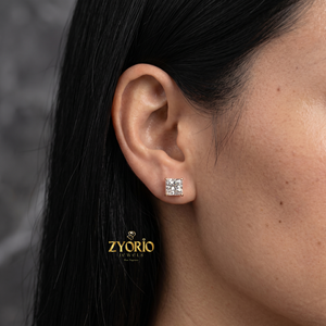 Pendientes de Diamantes con Corte Princesa de 1.01CT, Cultivados en Laboratorio, de Oro Sólido de 14K, Clásicos, Regalo de Aniversario para Mujer, de Zyorio Jewels - Product Image 2