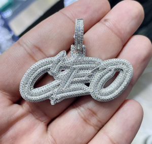 Pendentif lettre CEO Iced Out Hip Hop en Moissanite Baguette pour collier - Product Image 1