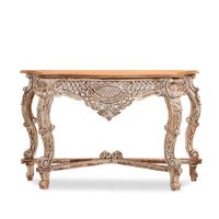 Table console en bois massif sculpté avec un design rustique antique - Table d'appoint pour l'entrée, meubles de salon