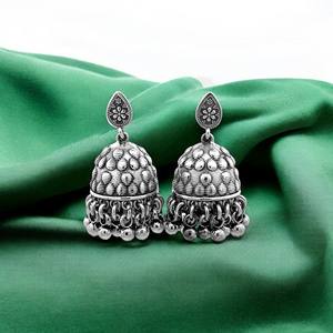 Pendientes de Plata de Ley Oxidada con Flor de Loto Tradicional Silver Mountain, Regalo de Boda, 9.20g, Diseño de Lágrima y Cúpula - Product Image 4