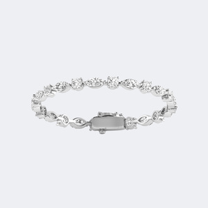 Bracelet tennis en or avec diamants de laboratoire marquise et ronds de 9,24 carats au total, pureté VVS2, couleur EF, bijoux à taille brillant multi-formes - Product Image 6