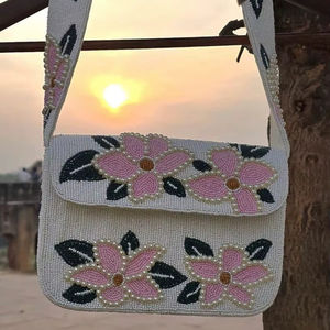 Bolsos de hombro con cuentas, bolsos de mano, bolsos de mano tipo clutch, bordado con cuentas de semillas, diseño personalizable, logotipo personalizado, impresión tipográfica, surtido - Product Image 1