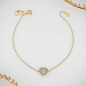สร้อยข้อมือประดับเพชรทรงหัวใจสีขาวทองคำขาว - Product Image 5