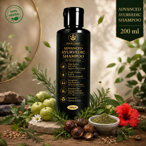 Champú Herbal Ayurvédico Natural 200ml |   Champú Anticaspa y Anticaída del Cabello |   Champú Herbal para el Crecimiento del Cabello y Cuidado del Cuero Cabelludo |   OEM - Product Image 5