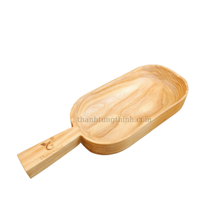 Plateau de service rond en bois avec poignée, planche à découper alimentaire pour usage domestique, fabriqué au Vietnam - Product Image 2