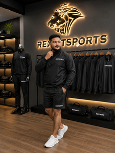 ชุดออกกำลังกายไนลอนแบบสั่งทำขายส่ง REXFIT SPORTS 2026 สำหรับทุกเพศ เสื้อแจ็คเก็ตคอเต่าแบบซิปครึ่งตัวและกางเกงขาสั้น ชุดกีฬาออกกำลังกายน้ำหนักเบา - Product Image 4