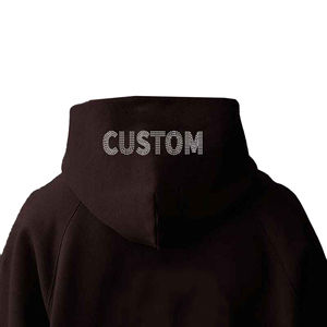 Sudadera con capucha personalizada con apliques, 100% algodón, efecto desgastado por el sol, oversize, lavado ácido, corte regular, con logo estampado y pedrería - Product Image 3