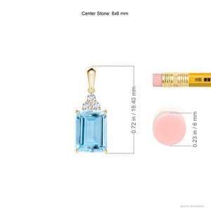 Pendentif artisanal 2026 le plus vendu en or pur 14K avec pierre précieuse aigue-marine naturelle taille émeraude 0,5 carat et trio de diamants 0,02 carat au total - Product Image 2