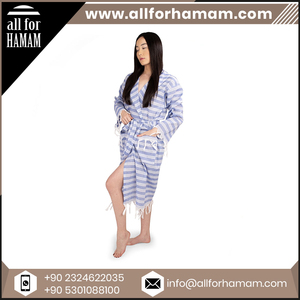 Albornoz Peshtemal a Rayas Tejido a Mano de Primera Calidad - 100% Algodón de Secado Rápido, Ligero, Unisex, para Uso en Hoteles, 4 Estaciones - Product Image 2