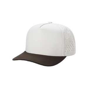 Venta al por mayor 100% poliéster dos tonos 5 paneles láser perforado Golf sombrero ligero curvado Snapback sombreros en blanco para hombre mujer gorras para correr - Product Image 2