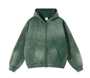 Sudadera con capucha oversize unisex de algodón 100% grueso con estampado personalizado y lavado ácido, con hombros caídos. - Product Image 1