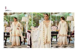 Tenue ethnique prête-à-porter pour femme, style Palazzo, en tissu chinon lourd avec broderies riches, pour l'Aïd, look traditionnel. - Product Image 4