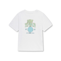T-shirt à manches courtes pour homme, imprimé personnalisé, col rond tricoté minimaliste, coton doux délavé vintage, imprimé éco-responsable